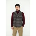 Gio's 732 Ανδρικό Γιλέκο Καρό Στενή Γραμμή Καφέ
