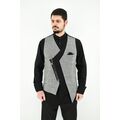 Stefan 4014-20 Ανδρικό Γιλέκο Σχεδιαστικό Στενή Γραμμή Γκρι-Μαύρο