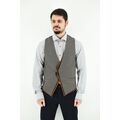 Stefan 4023 Ανδρικό Γιλέκο Πετί Καρό Στενή Γραμμή Καφέ-Μπλε