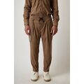 Stefan 3800 Ανδρικό Παντελόνι Chinos Κοτλέ Με Πιέτες Oversize Ταμπά / Καφέ