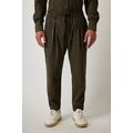 Stefan 3800 Ανδρικό Παντελόνι Chinos Κοτλέ Με Πιέτες Oversize Χακί