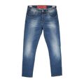 Cabell 339-4D Ανδρικό Παντελόνι Jean Με Φθορές Και Ξέβαμα Σε Στενή Γραμμή Μπλε
