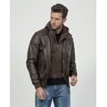 Yes Zee G100 Ανδρικό Δερμάτινο Μπουφάν Leather Biker Jacket Σε Μεσάτη Γραμμή Καφέ