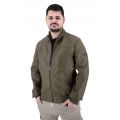 Yes Zee J584-G100 Ανδρικό Λεπτό Δερμάτινο Μπουφάν Bomber Σε Μεσάτη Γραμμή Καφέ-Λαδί