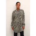 Kaffe Kaditte Γυναικείο Πουκάμισο Μακρύ Animal Print Μαύρο / Μπεζ