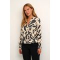 Kaffe Kaditte Γυναικεία Μπλούζα Feather Print Μπεζ / Μαύρο