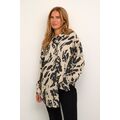 Kaffe Kaditte Γυναικείο Πουκάμισο Μακρύ Feather Print Μπεζ / Μαύρο