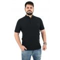 Yes Zee T774-TS00 Ανδρική Μπλούζα Polo Με Μαο Γιακά Μονόχρωμη Σε Μεσάτη Γραμμή Μαύρη