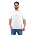 Makan 270-240 Ανδρική Μπλούζα Κοντομάνικη T-Shirt Ελαστική Με Τύπωμα Σε Oversize Γραμμή Λευκή / Άσπρη