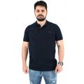 Side Effect PLS-4271 Ανδρική Μπλούζα Polo Με Μικροσχέδιο Σε Κανονική Γραμμή Σκούρη Μπλε