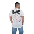 Senior Brave  Ανδρική Μπλούζα Κοντομάνικη T-Shirt Με Τύπωμα Στην Πλάτη Σε Κανονική Γραμμή Λευκή