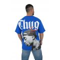 2512 2Pac Ανδρική Μπλούζα Κοντομάνικη T-Shirt Με Τύπωμα Στο Στήθος Και Στη Πλάτη Σε Oversize Γραμμή Μπλε