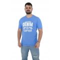 Pre End Atlas Ανδρική Μπλούζα Κοντομάνικη T-Shirt Με Τύπωμα Στο Στήθος Υπερμέγεθος Σιέλ / Μπλε
