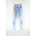 Stefan 2001-20 Men's Pants Jean Washed Out With Patches Slim Fit Blue