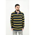 Blue Green 192048 Ανδρική Μπλούζα Πόλο Μακρυμάνικη Ριγέ Κανονική Γραμμή Μπλε - Κίτρινο