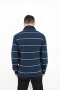 A&S 3260 Men's Polo Striped Blouse With Pocket Regular Line Blue-White