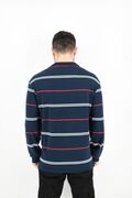 A&S 3265 Men's Polo Striped Blouse With Pocket Regular Line Blue-White-Red