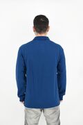 A&S 810 Men's Blouse Long Sleeve With Collar Monochrome Regular Line Blue