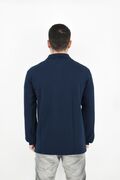 A&S 810 Men's Blouse Long Sleeve With Collar Monochrome Regular Line Dark Blue