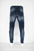 Cosi 56Fiesolle1 Men's Jeans With Wear and Patch Slim Fit Blue