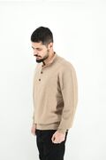 Dors 1221001 Men's Knitted Blouse With Lupeto Buttons And Baska Regular Line Beige