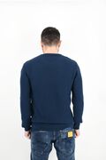 Side Effect CL06 Men's Blouse Knitted O-Neck Monochrome Regular Line Blue