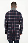 Stefan 7524 Men's Plaid Half Coat Slim Fit Blue