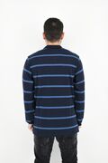 Unique 1000 Men's Blouse Long Sleeve Polo Striped Regular Line Blue