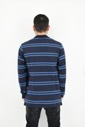 Unique 2000 Men's Blouse Long Sleeve Polo Striped Regular Line Blue