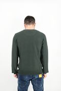 Yes Zee M845 Men's Blouse Knitted O-Neck Monochrome Slim Fit Green