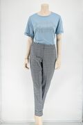 Passager 25015 Women's Plaid Trousers Gray Blue