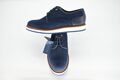 Fentini Tan Lin Blue Men's Leather Shoe With Linen Design Blue