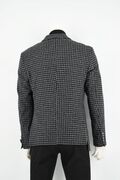 Gio's 8725 Men's Jacket Plaid Slim Fit Black-Gray