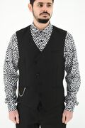 Macan 220-450 Men's Vest With Design Slim Fit Black