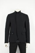 Stefan 1023-21 Men's Jacket Mao With Design And Neoprene Fabric Slim Fit Black