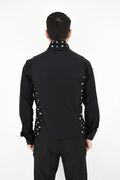 Men 4013-17 Men's Vest Polka Dot Slim Fit Black