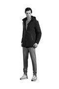 Yes Zee 0834-NM00 Men's Long Hooded Jacket Black