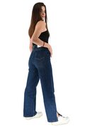 Adoro SJ934 Women's Jeans Wide Leg High Waist Faded Elastic Blue