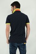 Yes Zee T709 / SH00 Men's Blouse Short Sleeve Polo Pique Small Design Slim Fit Dark Blue