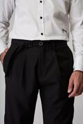 Stefan 6004 Men's Slim Fit Pleated Elasticated Pants Black