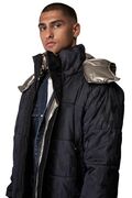 Stefan 7548 Men's Long Puffer Jacket With Hood Dark Blue