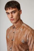 Stefan 9001 Men's Shirt With Lahore Pattern In Slim Fit Brown