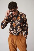 Stefan 9004 Men's Shirt With Floral Print Slim Fit Dark Blue