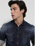 Tresor 33-7916 Men's Denim Shirt With Pockets In Slim Fit Blue