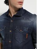 Tresor 33-7916 Men's Denim Shirt With Pockets In Slim Fit Blue