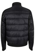 Yes Zee J805KA Ανδρικό Μπουφάν Κοντό Puffer Bomber Με Δερμάτινα Μανίκια Σε Κανονική Γραμμή Μαύρο