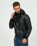 Yes Zee G100 Ανδρικό Δερμάτινο Μπουφάν Leather Biker Jacket Σε Μεσάτη Γραμμή Μαύρο