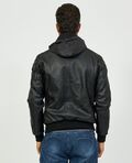 Yes Zee G100 Ανδρικό Δερμάτινο Μπουφάν Leather Biker Jacket Σε Μεσάτη Γραμμή Μαύρο