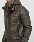 Yes Zee G100 Ανδρικό Δερμάτινο Μπουφάν Leather Biker Jacket Σε Μεσάτη Γραμμή Καφέ