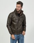 Yes Zee G100 Ανδρικό Δερμάτινο Μπουφάν Leather Biker Jacket Σε Μεσάτη Γραμμή Καφέ